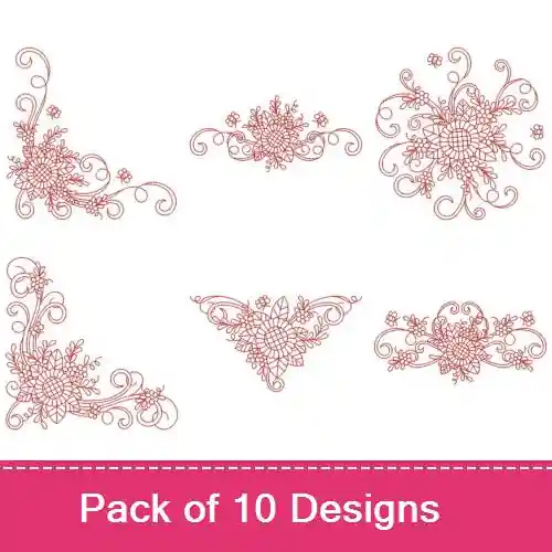 Redwork Sunflowers Embroidery design pack by Wind Bell Embroidery, Embroidery Packs on EmbroideryDesigns.com Limited Edition