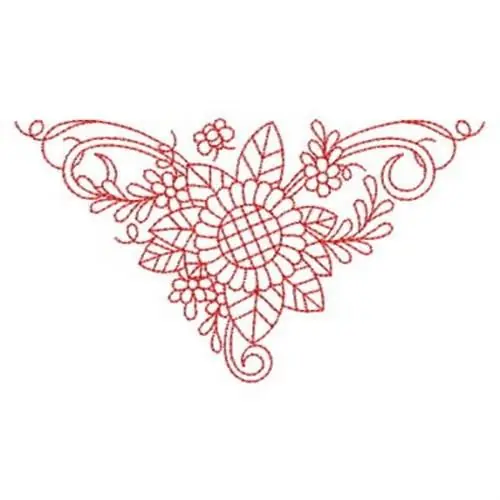 Triangle Redwork Sunflower Embroidery Design Hot Deal