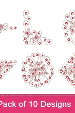 Best Seller Curly Christmas Holly Embroidery design pack by Wind Bell Embroidery, Embroidery Packs on EmbroideryDesigns.com
