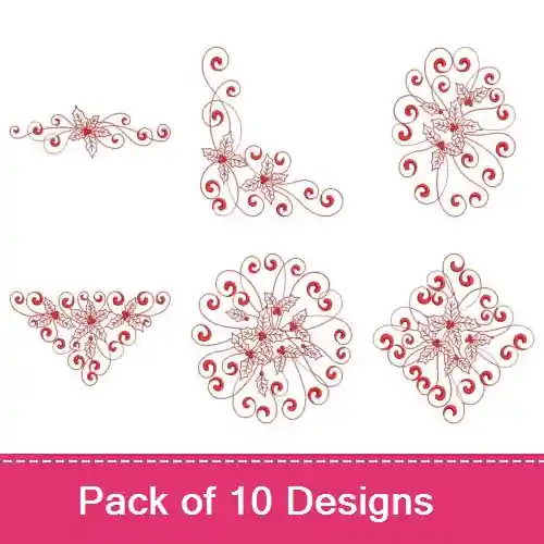Best Seller Curly Christmas Holly Embroidery design pack by Wind Bell Embroidery, Embroidery Packs on EmbroideryDesigns.com