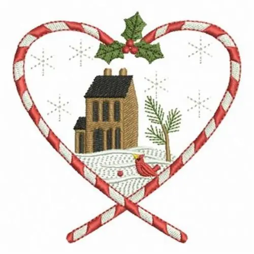 No Minimum Order Peppermint Heart Embroidery Design