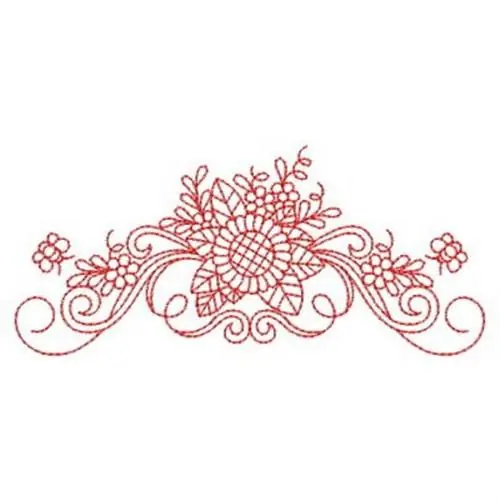 Redwork Border Sunflower Embroidery Design Bulk Order