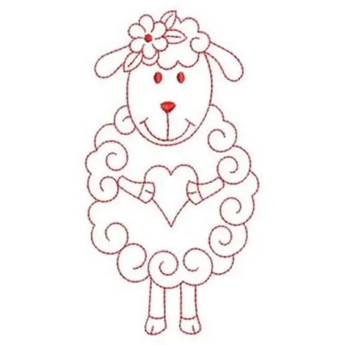 Clearance Redwork Heart Sheep Embroidery Design