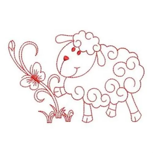 Instant Buy Redwork Butterfly Sheep Embroidery Design