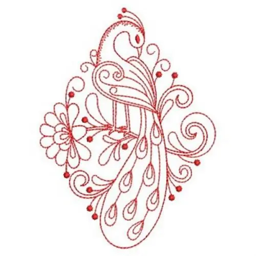 Redwork Diamond Peacock Embroidery Design Cheap