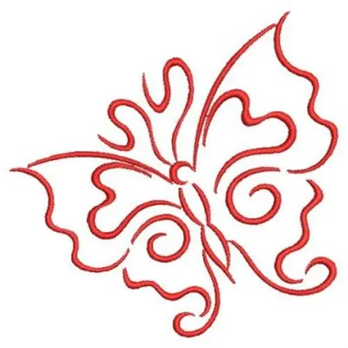 Premium Outline Butterfly Redwork Embroidery Design