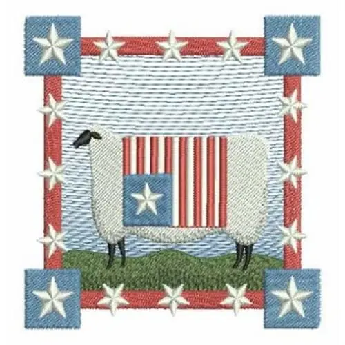 Popular Americana Sheep Square Embroidery Design
