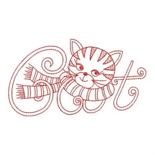 New Arrival Redwork Scarf Cat Embroidery Design
