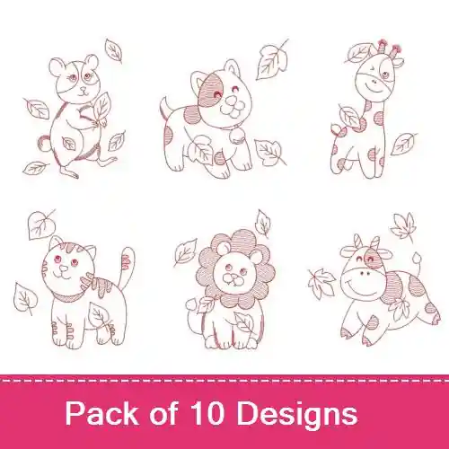 Redwork Autumn Animal 2 Embroidery design pack by Wind Bell Embroidery, Embroidery Packs on EmbroideryDesigns.com Cheap