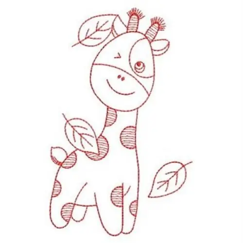 Instant Buy Redwork Giraffe Embroidery Design