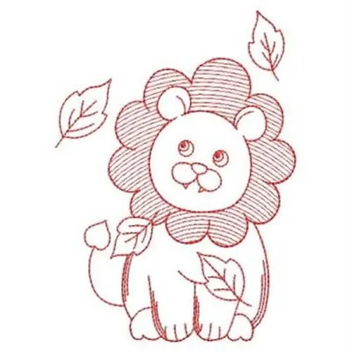 Top Rated Redwork Lion Embroidery Design