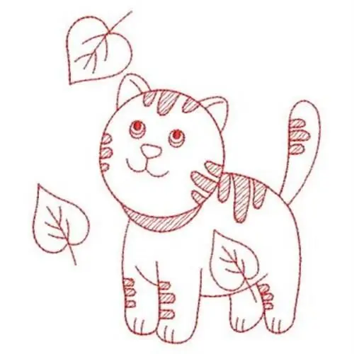 While Supplies Last Redwork Cat Embroidery Design