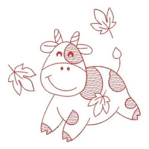 New Release Redwork Cow Embroidery Design
