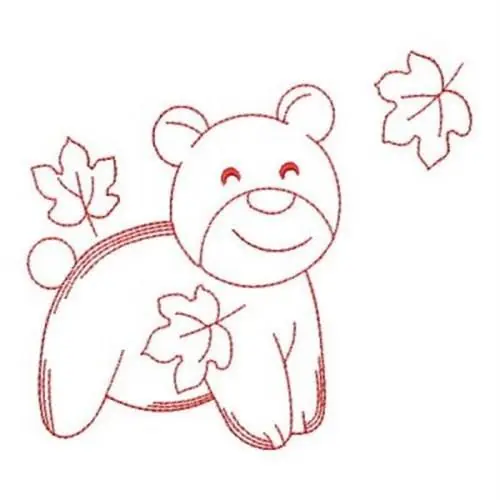 Same Day Shipping Redwork Bear Embroidery Design