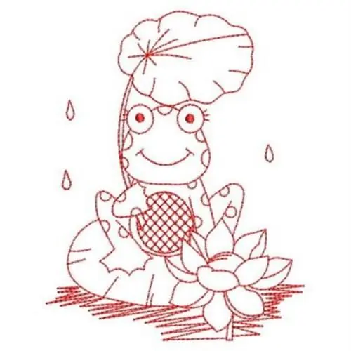 Redwork Frog Embroidery Design New Arrival