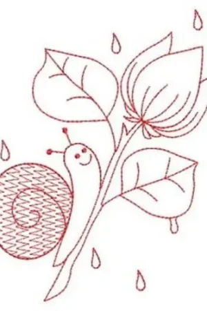 Authentic Redwork Snail Embroidery Design