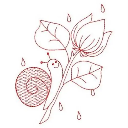 Authentic Redwork Snail Embroidery Design
