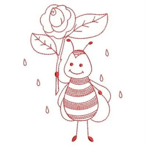 Free Returns Redwork Bee Embroidery Design