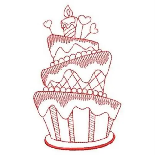 Flash Sale Redwork Cake Embroidery Design