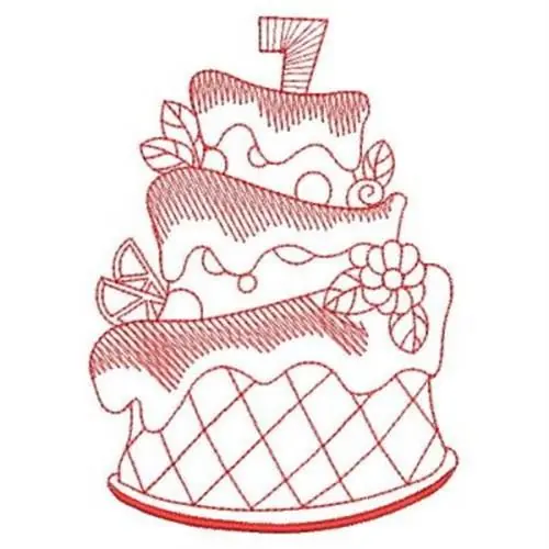 Redwork Cake Embroidery Design Big Sale