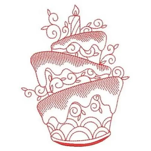 Crafted Redwork Dessert Embroidery Design