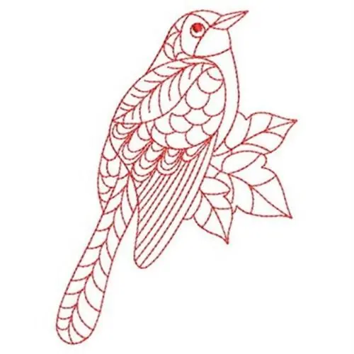New Arrival Redwork Bird Embroidery Design