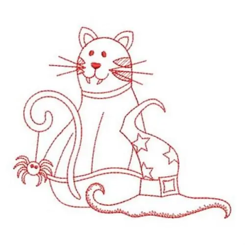 Get Yours Redwork Hat Cat Embroidery Design