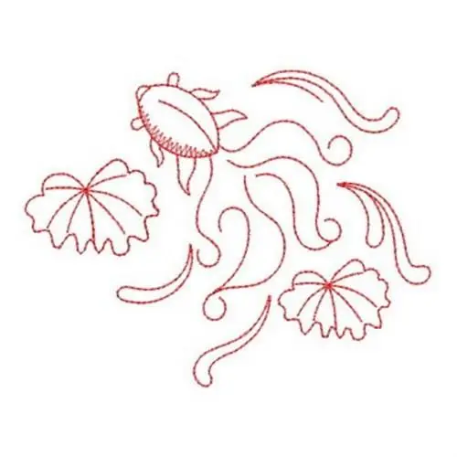 Authentic Redwork Goldfish Embroidery Design