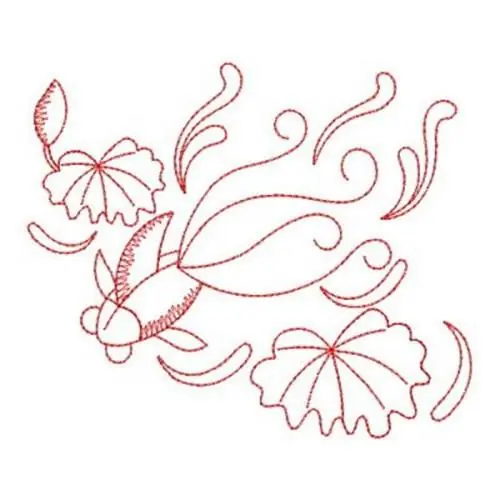 Redwork Pond Goldfish Embroidery Design Trending