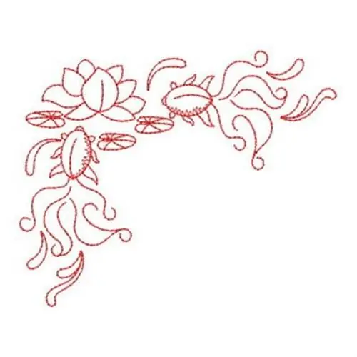 High Quality Redwork Corner Goldfish Embroidery Design