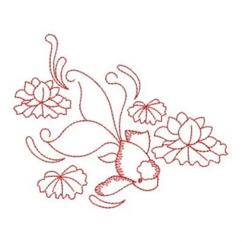 Redwork Goldfish Pond Embroidery Design Super Sale