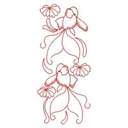 No Minimum Order Redwork Goldfish Border Embroidery Design