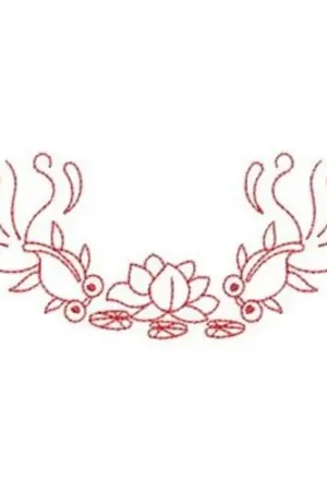 Border Redwork Goldfish Embroidery Design Sale