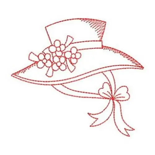 Redwork Victorian Hat Embroidery Design Instant Buy