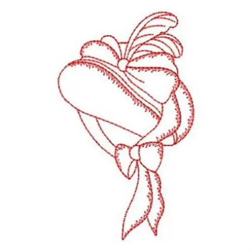 Get Yours Redwork Feather Hat Embroidery Design