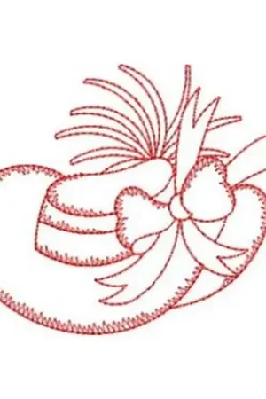 Big Sale Redwork Bow Hat Embroidery Design