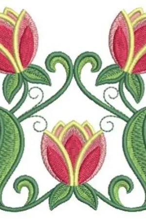 Art Nouveau Tulips Embroidery Design Free Returns