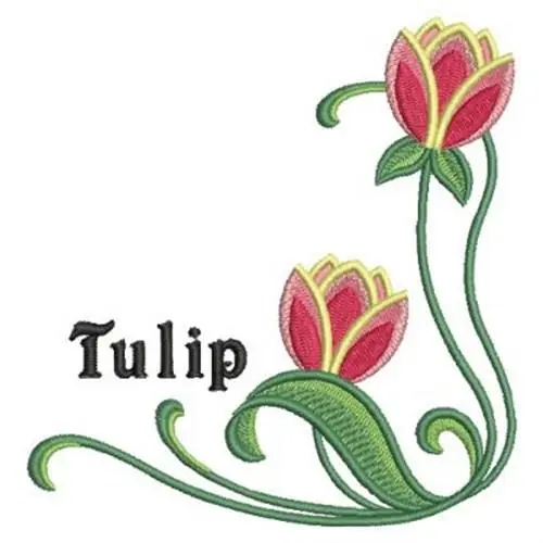 Limited Edition Art Nouveau Tulips Corner Embroidery Design