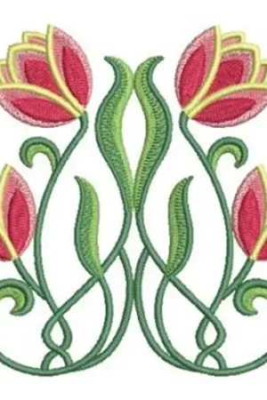 Art Nouveau Tulips Border Embroidery Design Exclusive