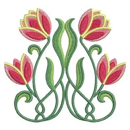 Art Nouveau Tulips Border Embroidery Design Exclusive