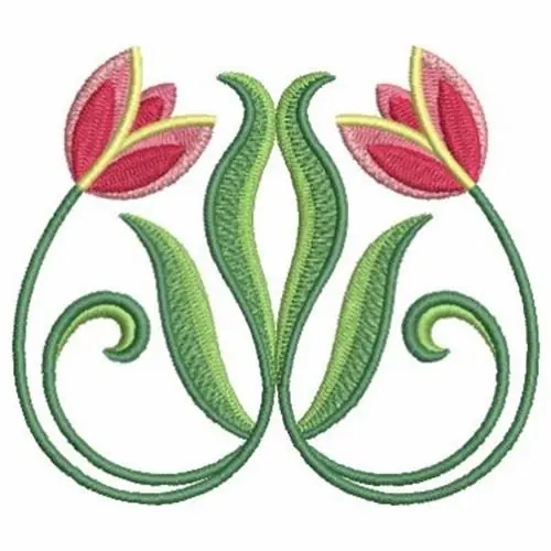 Art Nouveau Border Tulips Embroidery Design Final Sale