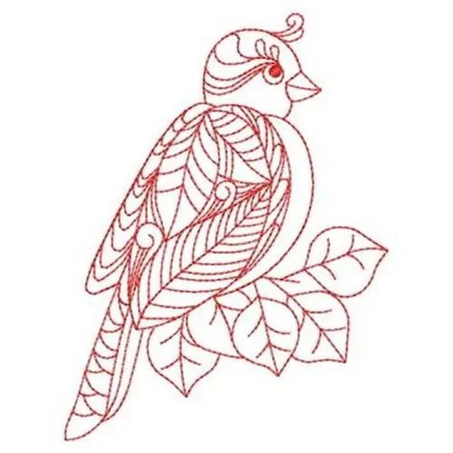 High Quality Redwork Bird Embroidery Design