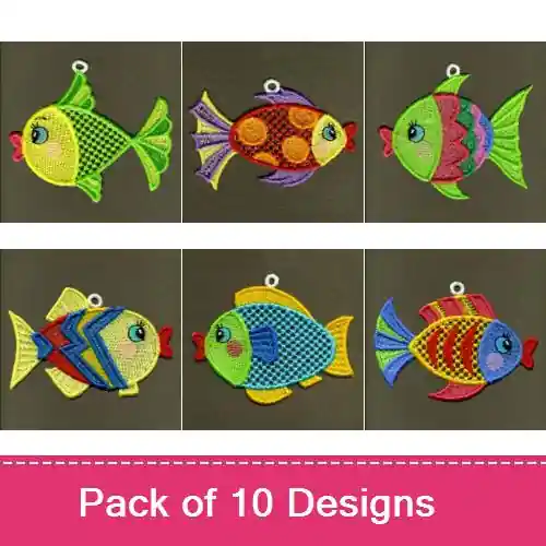 FSL Colorful Fish Embroidery design pack by Wind Bell Embroidery, Embroidery Packs on EmbroideryDesigns.com Professional Grade