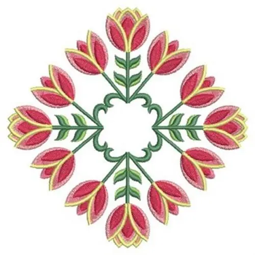 Trusted Brand Art Nouveau Tulips Square Embroidery Design