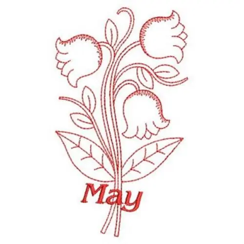 No Minimum Order Redwork May Flowers Embroidery Design
