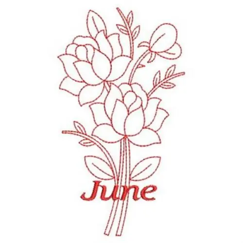 Redwork June Flowers Embroidery Design Save Now