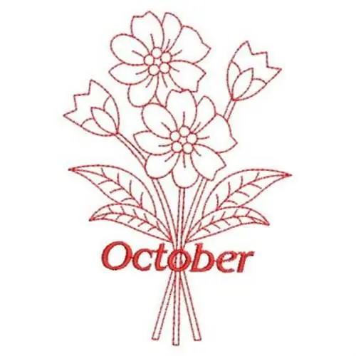 Redwork October Flowers Embroidery Design Buy Direct