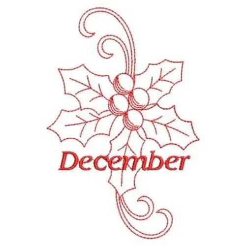 Warranty Included Redwork December Flowers Embroidery Design