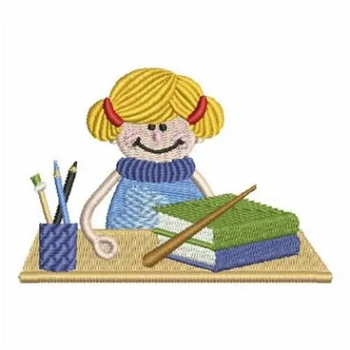 Instant Buy School Desk Girl Embroidery Design