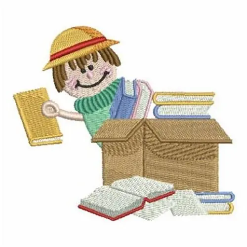 School Box Books Embroidery Design Genuine